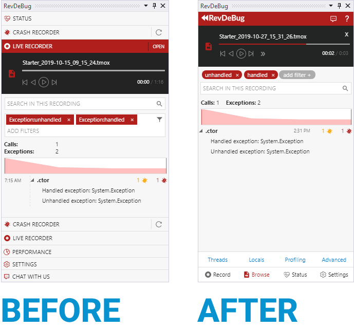 Final RevDeBug recorder interface